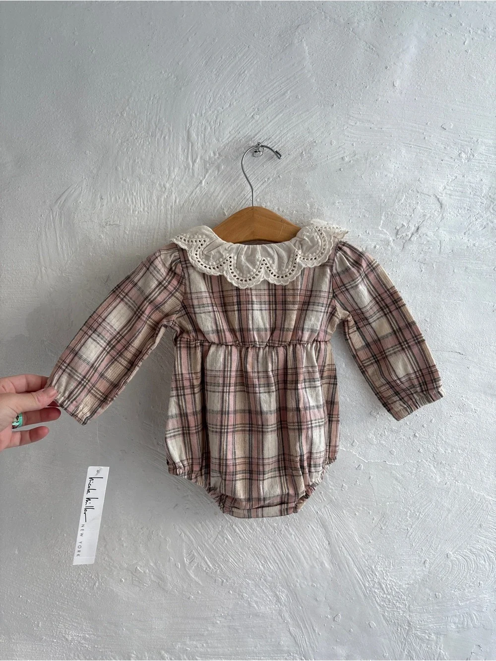 NWT 6-9 month baby girl plaid collared Nicole miller bodysuit